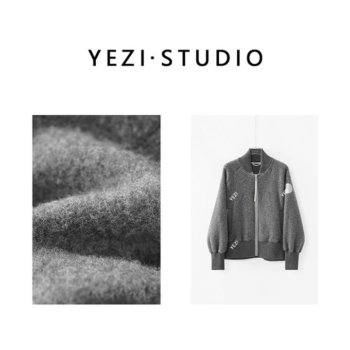 【鹅家经典】奢.牌面料高支羊毛细腻篷松抓绒飞行夹克外套25405001