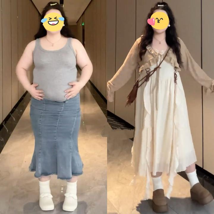 大码波西米亚风吊带裙+开衫两件套女秋季新款胖mm巨显瘦遮肉套装