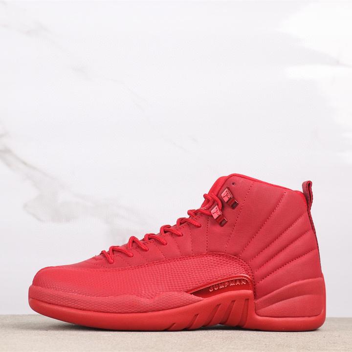 AJ12红色高帮男鞋篮球鞋运动缓震拼接时尚训练跑步透气休闲鞋舒适