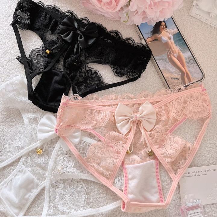 性感内裤女蕾丝镂空蝴蝶结诱惑激情甜美可爱纯欲低腰少女士三角裤