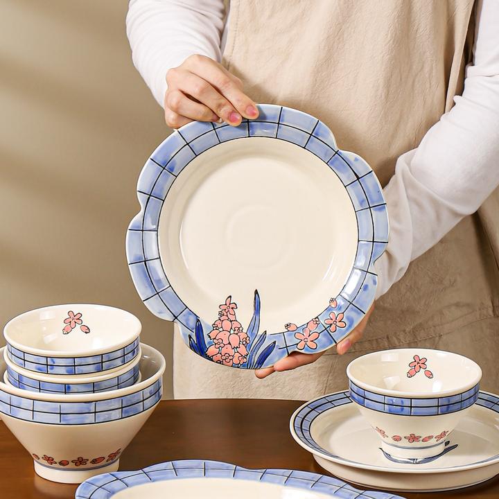 川岛屋陶瓷碗家用2025新款高颜值釉下彩餐具碗具特别漂亮盘子菜盘