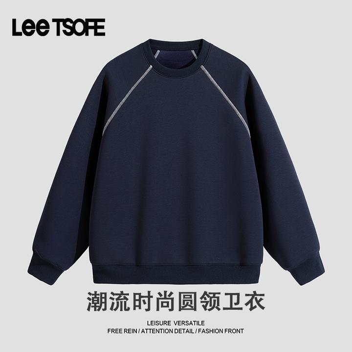 LEE TSOFE2025男士秋季经典长袖圆领卫衣新款简约休闲宽松上衣