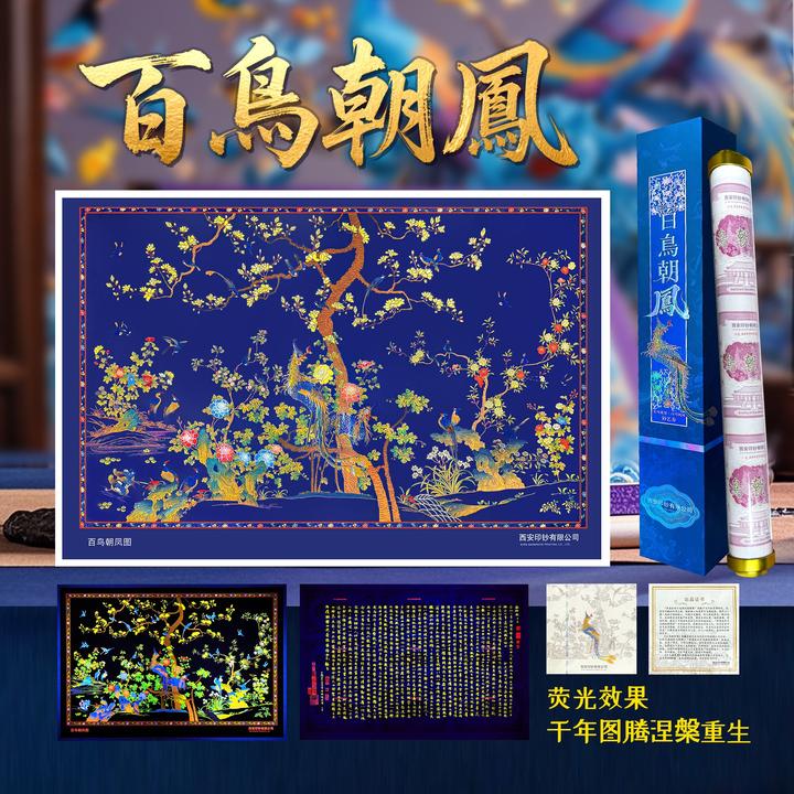 非法定货币《百鸟朝凤图》钞艺画背附《洛神赋》西安印钞有限公司