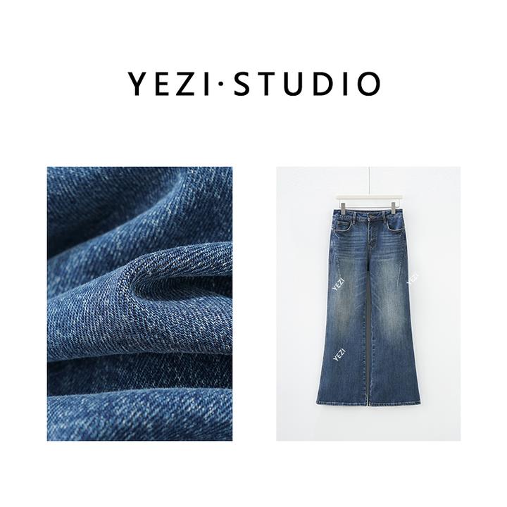 【微喇超模裤】时尚百搭高腰显瘦复古做旧牛仔微喇裤25435016