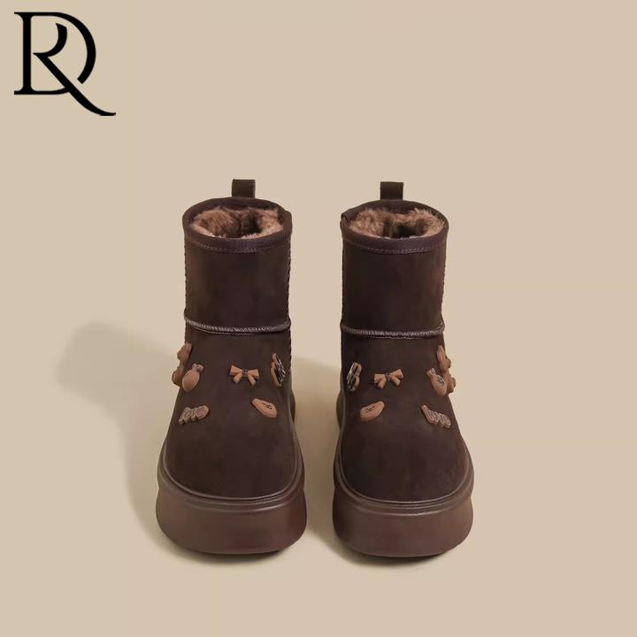 【DR专柜正品】2025冬新款厚底短筒雪地靴女加绒东北棉鞋加厚毛毛鞋