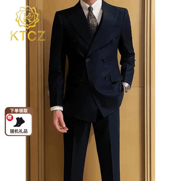 KTCZ西服设计高级感婚礼帅气双排扣西服商务正装成人西装礼服套装