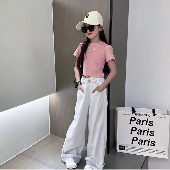女童裤子春装2025新款洋气女孩宽松阔腿裤中大童儿童春秋款直筒裤