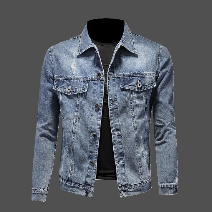 贝希缇汀BESTIDNG欧洲站牛仔外套男士春秋季修身翻领休闲潮流夹克