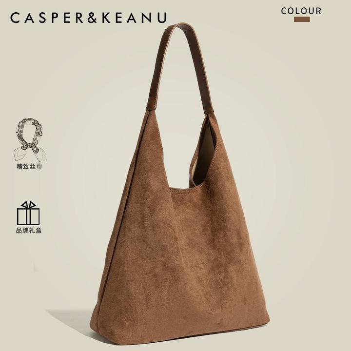 CASPER&KEANU韩系慵懒简约麂皮绒腋下包女2025新款秋冬通勤单肩包