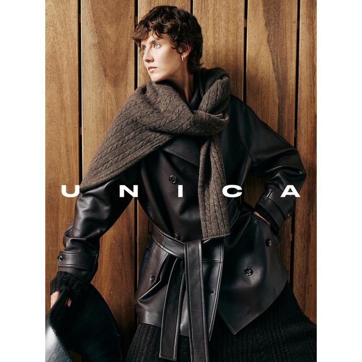 UNICA/柏林中古_紫标欧洲进口小绵羊皮经典大气中长皮衣外套