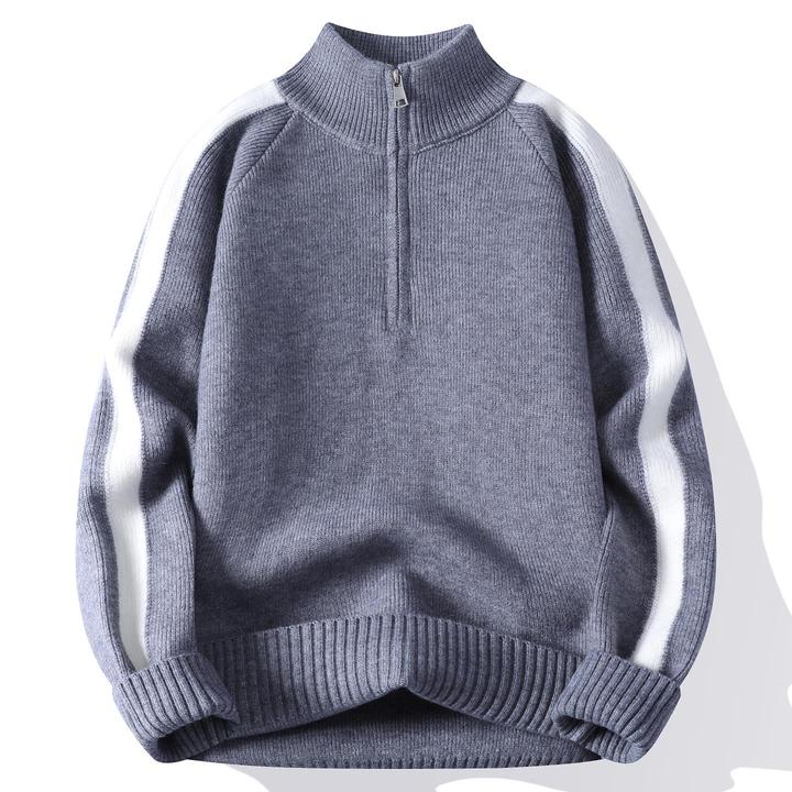 男款半拉链立领毛衣秋冬季加厚保暖线衣服外套打底针织衫开衫轻熟