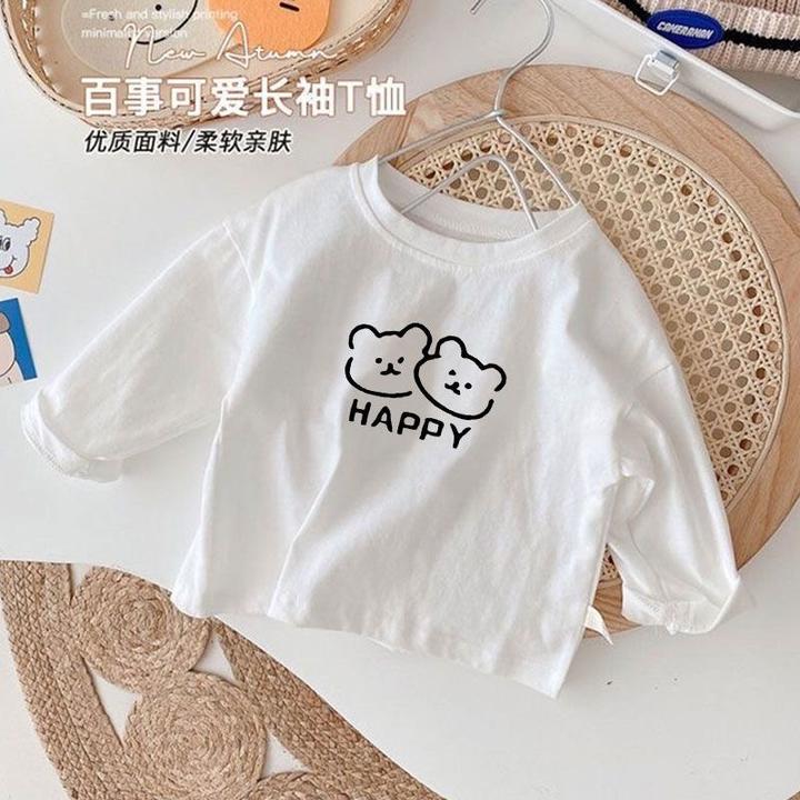 儿童新款长袖T恤男童百搭圆领打底衫中小童宝宝卡通春秋韩系上衣t