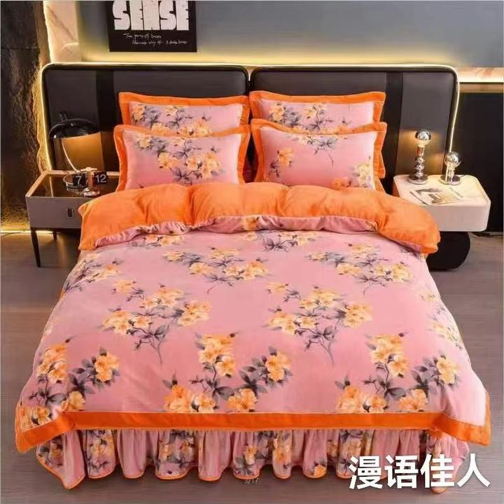 新款牛奶绒四件套加厚加绒亲肤柔软双面绒冬季印花公主风韩版