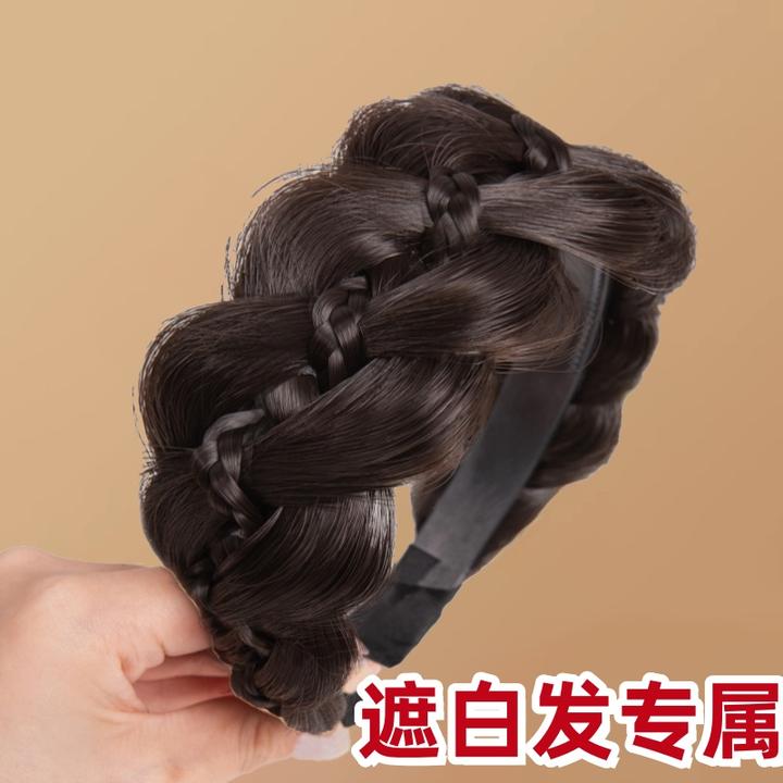 遮白发的头饰宽边鱼骨辫假发箍发箍神带齿防滑固定器高颅顶麻花辫