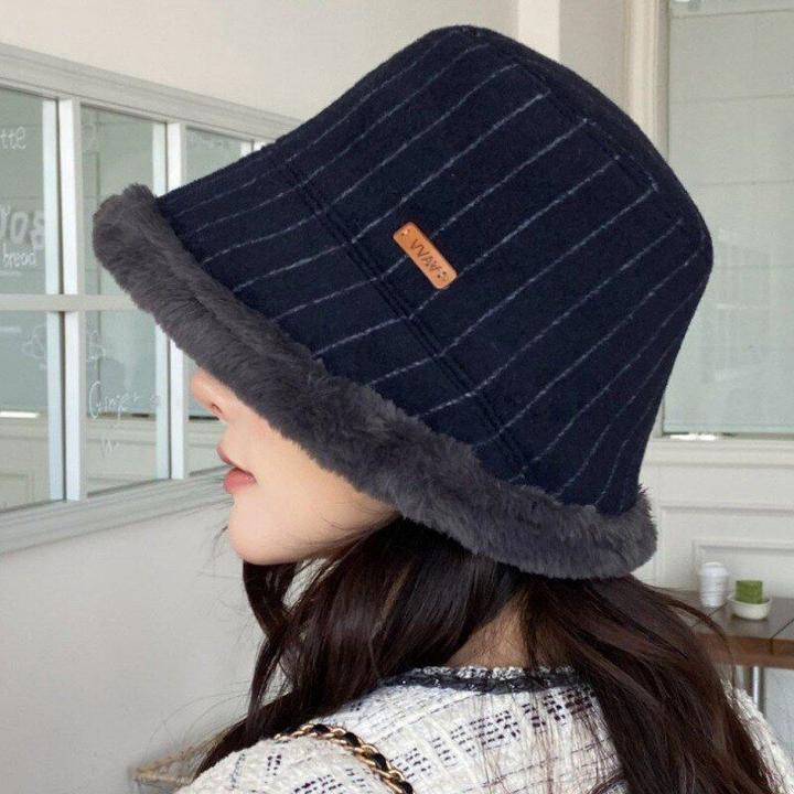 韩版盆帽秋冬加绒加厚帽子女款英伦风保暖渔夫帽百搭显脸小水桶帽