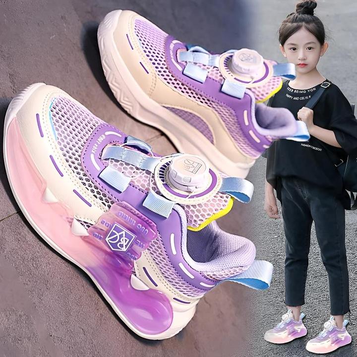 阿童木女童鞋子夏季2025新款儿童透气运动鞋女孩轻便软底单网镂空