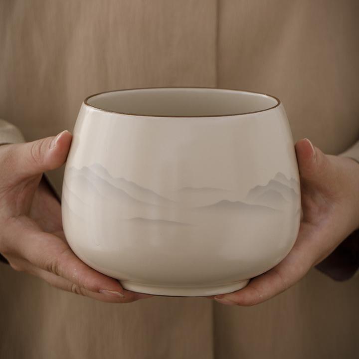 茶洗家用陶瓷茶渣缸大小号桌面水盂建水废水桶茶道配件茶水缸杯洗