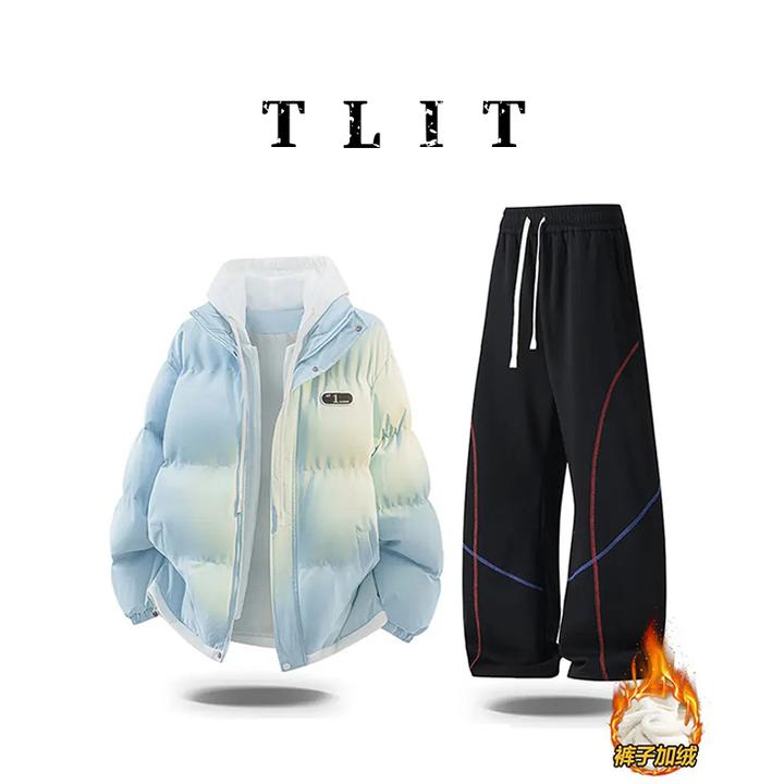 【品牌现货】TLIT男生衣服高级感加棉加厚保暖棉服冬季潮牌防寒棉袄