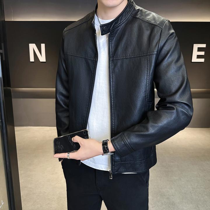 洛尼提日亚皮衣外套立领短款春秋2025新款加绒男装上衣机车皮夹克