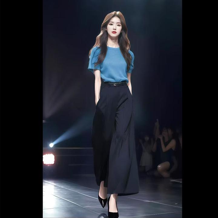 夏装搭配一整套盐系轻熟高级感小香风时尚上衣阔腿裤两件套装女款
