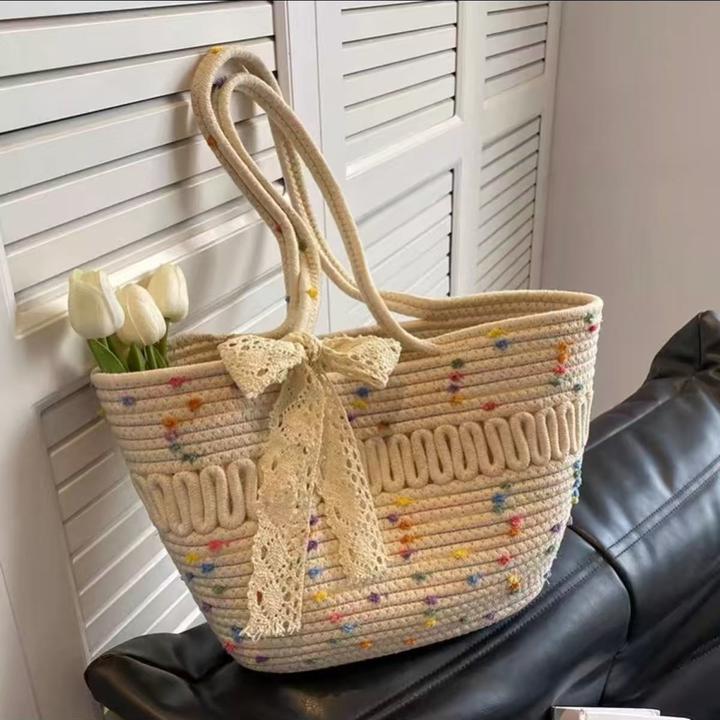 草编包包女2025新款手提编织包夏天旅行沙滩包大容量单肩包托特包