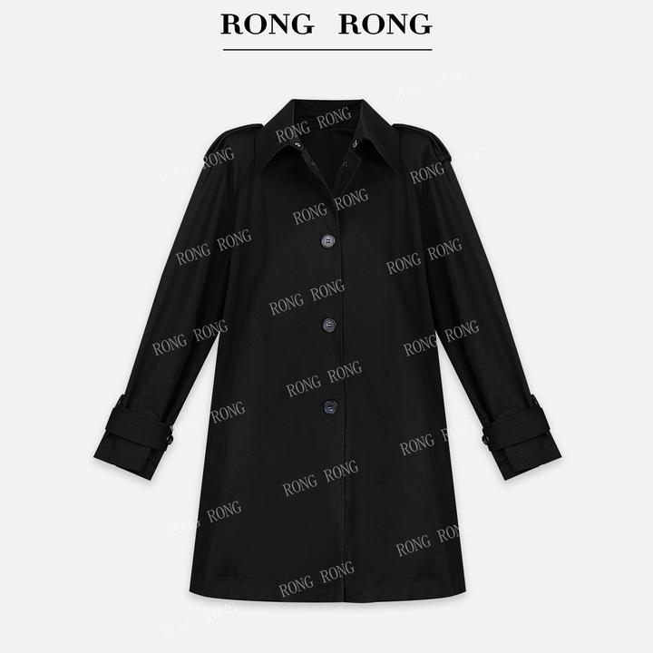 溶溶【米兰书刊】RONGRONG 100长绒棉翻领经典英伦风廓形风衣25X020