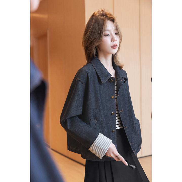 小谷粒街区外套 仿牛仔 直筒短款 酷飒