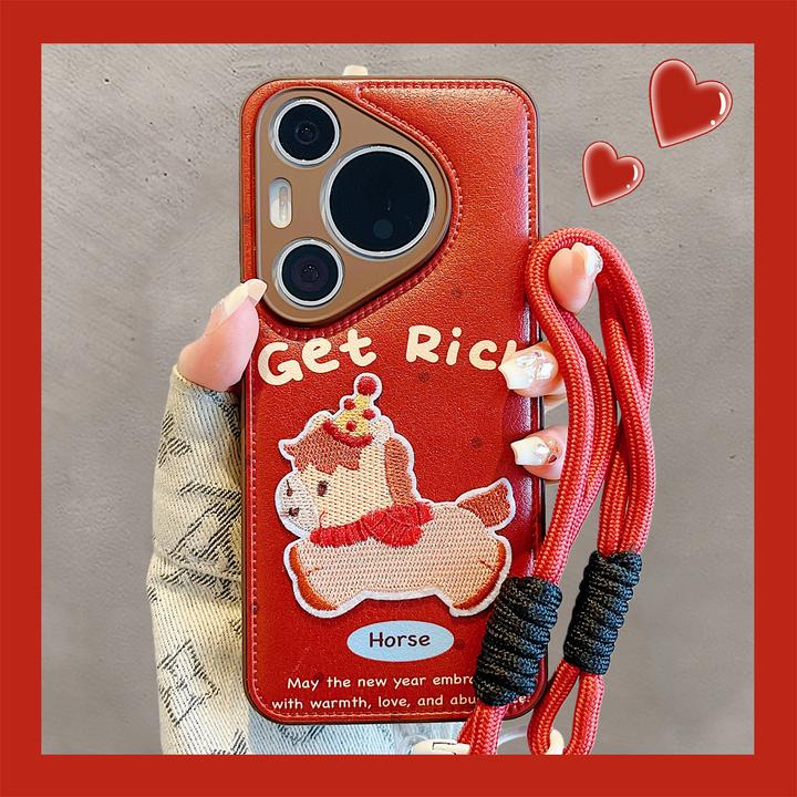 适用华为pura70pro+手机壳70Ultra国风新款pura80pro趣味可爱红色