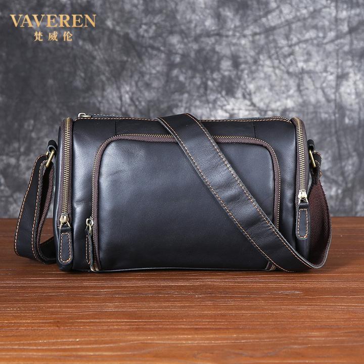 新款男士真皮斜挎包头层牛皮单肩包时尚休闲小背包横款小众挎包