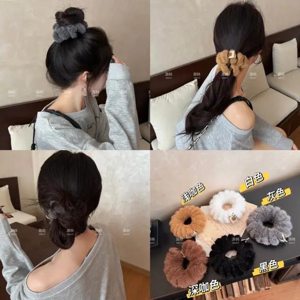 J超大一个！毛毛电话线～不伤发高弹力秋冬氛围大号毛绒电话线发圈