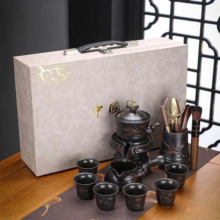 复古紫陶石墨组合装自动功夫茶具套装家用整套泡茶壶茶杯礼盒装