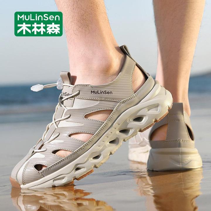 木林森包头凉鞋男款秋季开车外穿防滑溯溪沙滩鞋男士休闲运动凉拖