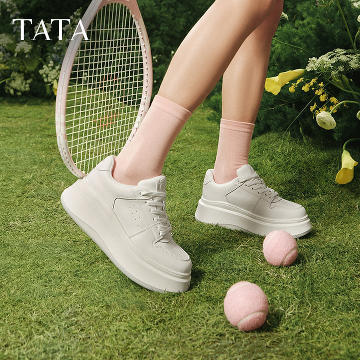TATA他她小白鲸厚底小白鞋女款增高休闲百搭板鞋2025新款GCD07CM5