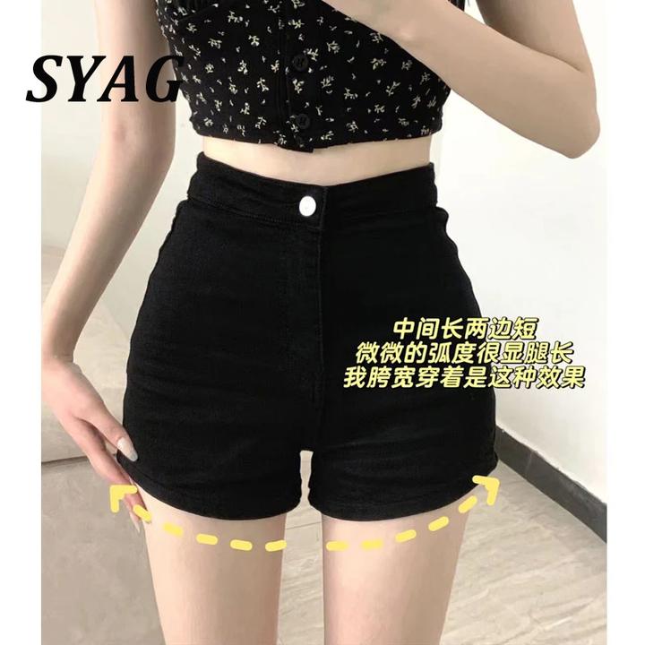 黑色短裤女显瘦打底2025春夏新款高腰辣妹紧身牛仔裤包臀百搭热裤