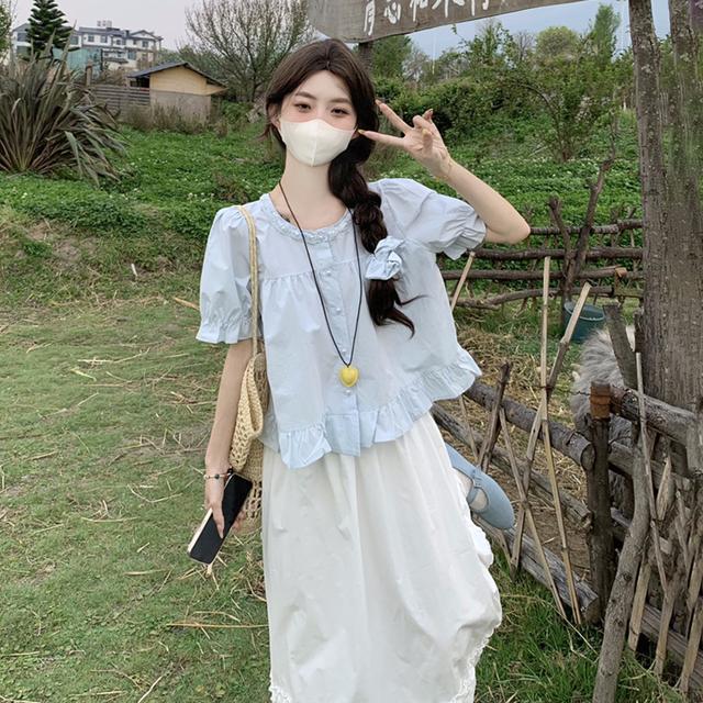 夏日多巴胺穿搭套装小众不撞款云南旅游ootd清纯系绝美裙子两件套