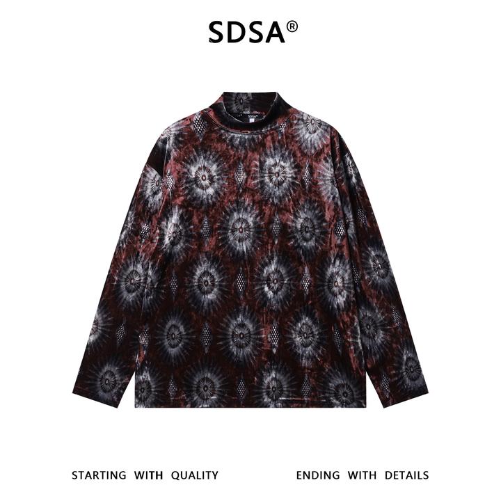 SDSA男士秋冬新款痞帅男装撞色植绒设计半高领长袖T恤百搭简约