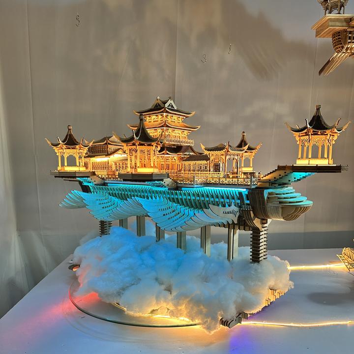 科幻天空之城移动漂浮城书若亚方舟飞行器漂浮小岛