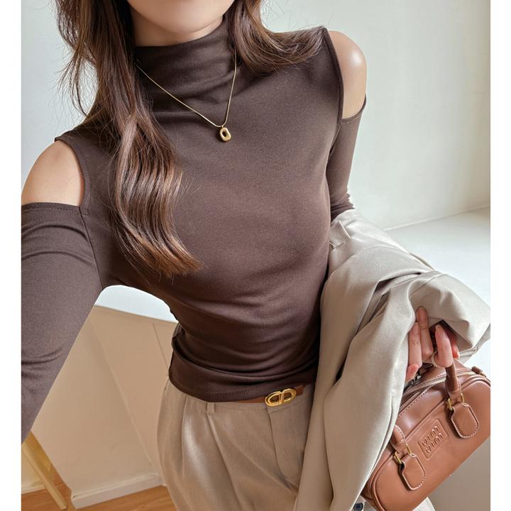 天丝莱赛尔高级感半高领气质长袖打底衫女内搭秋冬季磨毛t恤上衣