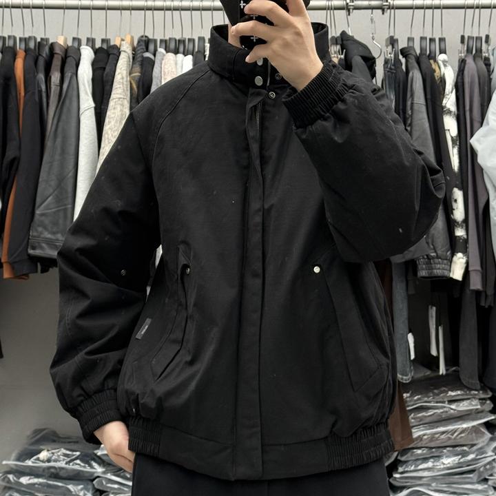 日系户外高端纯色极简立领羽绒服男士潮牌冬季加厚保暖白鸭绒外套