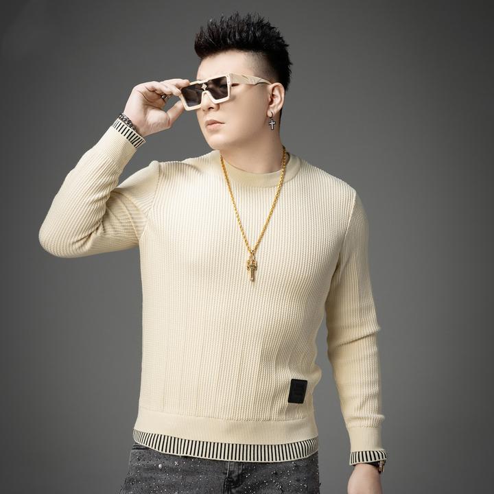 贝希缇汀BESTIDNG欧货圆领毛衣男秋冬季新款潮牌针织衫男士打底衫