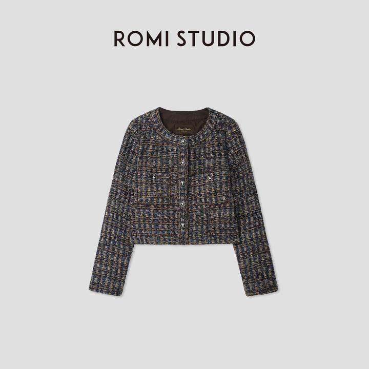 ROMI STUDIO“曼彻斯特”美丽奴绵羊毛混纺粗花呢外套 431W5094