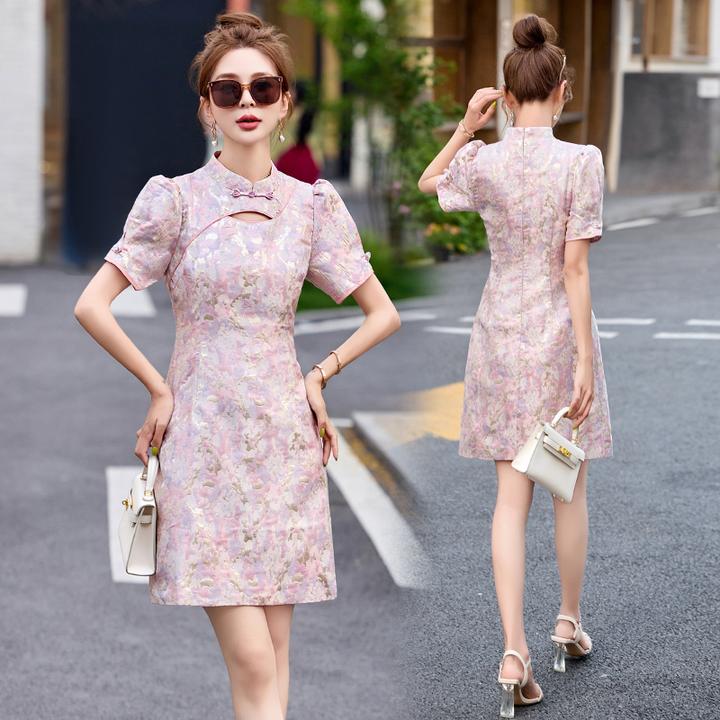 新中式改良旗袍连衣裙女夏季小个子风2025新款气质显瘦日常可穿