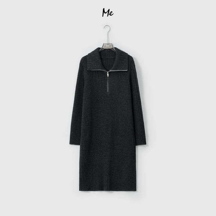 ME【闪电人连衣裙】超细美利奴绵羊毛亲肤坑条显瘦时尚裙子MESA5984