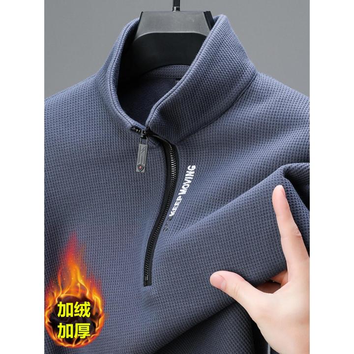【澳门专柜正品】2024春秋冬季新款半拉炼立领长袖卫衣男士加绒厚