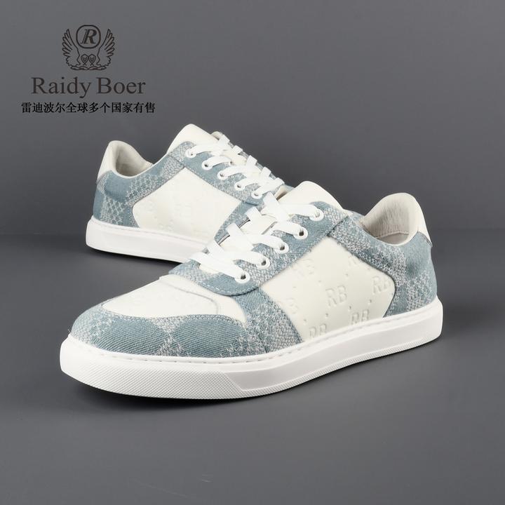 【牛皮革】雷迪高端男鞋2025秋季新款男士立体压印休闲板鞋2010