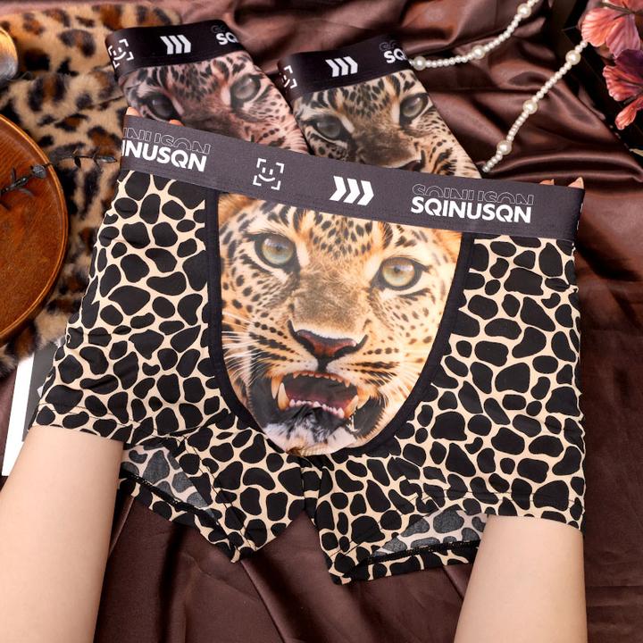 【狂野男人】新款性感豹纹男士平角裤凉感舒适裤衩透气轻薄野性透气