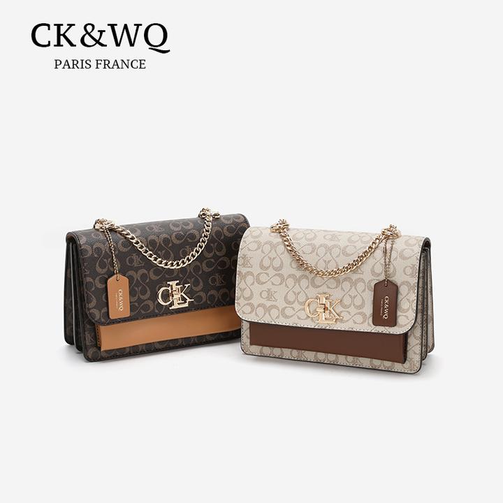 CK&WQ/2025新款 爆款印花链条百搭气质单肩斜跨手提腋下女士包包