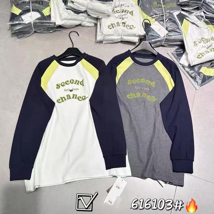 秋冬款欧货拼色字母休闲加厚拼色宽松卫衣