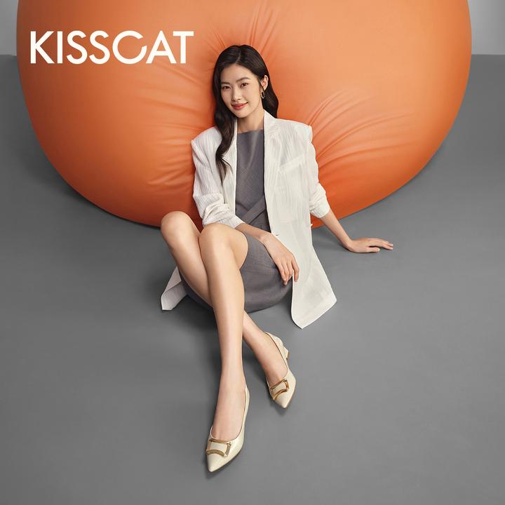 银锭系列】陈数同款接吻猫气质不累脚舒适时尚粗跟高跟鞋65165-10