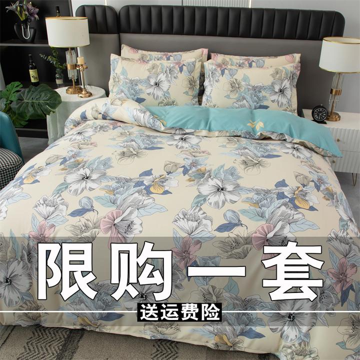 简约加厚斜纹床上用品四件套亲肤床单被套学生宿舍被罩4件套清仓